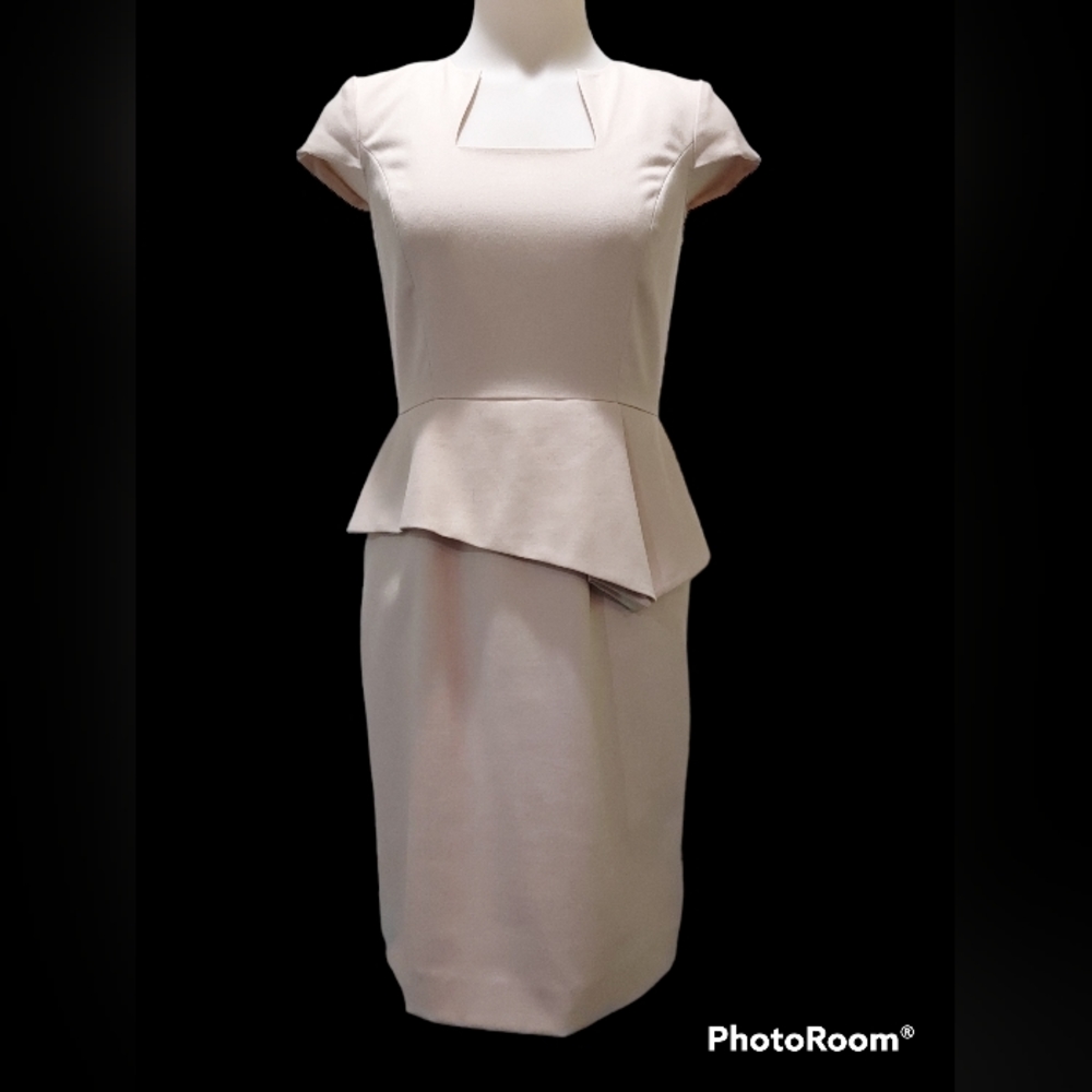 Antonio Melani Cream Fitted Midi Dress